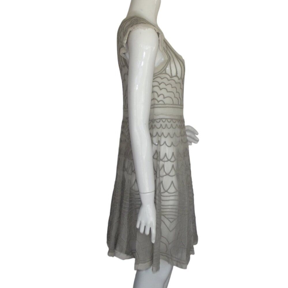 BIYA/Johnny Was Dress, S, Beige/Nude Mesh, Embroidered, SHEER, Cap shoulder - Picture 9 of 12